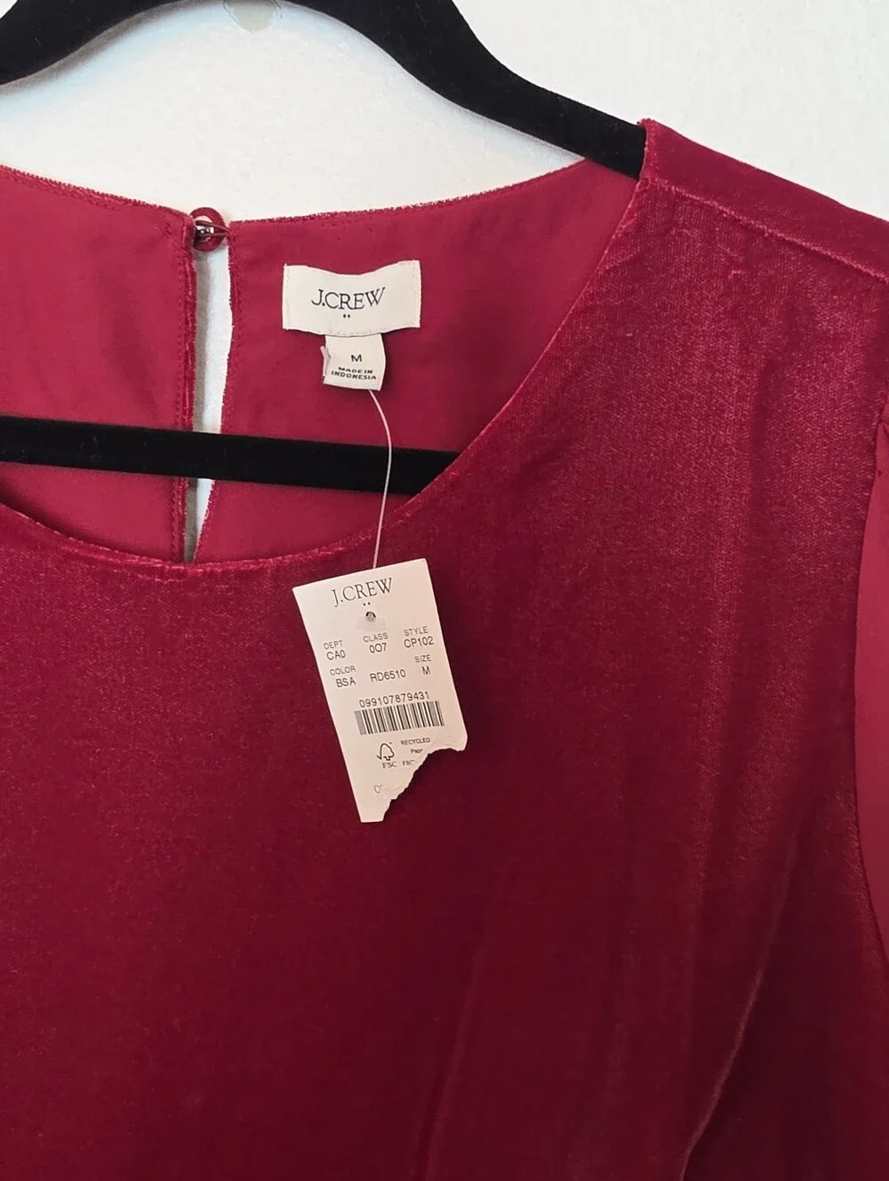 🚨NEW J CREW Velvet Puff-Sleeve Top Size 8 Holiday Festive Dressy Holiday 2025